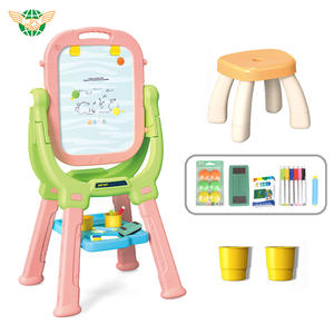 3 IN 1 tavole d'arte a doppia faccia regolabili IN altezza tavole da disegno cavalletto con sedia e gessetti giocattoli per ragazzi e ragazze regali di natale - Product Image 3