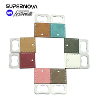 Ouvre-bouteille promotionnel en acier inoxydable de forme carrée moderne avec cuir PU pour impression par sublimation