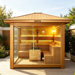 Sauna extérieur traditionnel de style pavillon pour 6 personnes, chauffage par poêle, sauna sec pour jardin, cour, <span class=keywords><strong>spa</strong></span> de villa - Product Image 1