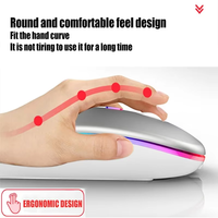 Souris sans fil optique silencieuse à double mode, souris de jeu lumineuse RVB, accessoires informatiques bon marché, souris de bureau professionnelle