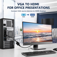 Konverter Adaptor VGA ke HD 1080P Grosir OEM dengan Kabel Daya USB Audio untuk Distributor Laptop Monitor HDTV