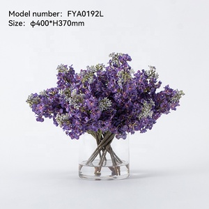 Nuevo Arreglo Floral Artificial de Flores de <span class=keywords><strong>Lila</strong></span> Realistas con Florero de Vidrio para Decoración de Mesa en Banquetes de Boda - Product Image 5