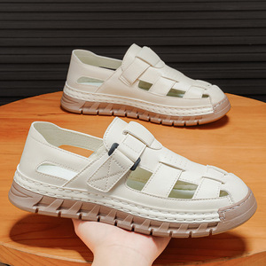 Sandalias de Pescador para Hombre, Cerradas, con Correa Ajustable y Hebilla, Parte Superior de Cuero Transpirable, Antideslizantes - Product Image 1