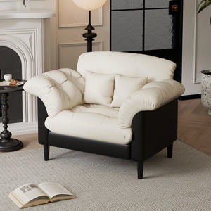 Fauteuil Canapé Camélia en Similicuir Style Français pour Appartement, Salon, Chambre, <span class=keywords><strong>Maison</strong></span> <span class=keywords><strong>d</strong></span>'Hôtes, Location, Usage Individuel <span class=keywords><strong>D</strong></span>écontracté - Product Image 1