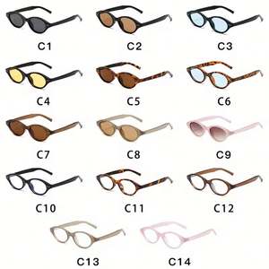 Lunettes de soleil ovales petites couleur bonbon anti-lumière bleue UV400 avec rivets vintage 2025 pour femmes - Product Image 4