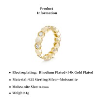 Echter D-Farbiger VVS1 Moissanit-Ring mit Gebürsteter Oberfläche, 925 Sterling Silber Bienenstock-Moissanit-Ring für Damen, Edle Schmuckstücke