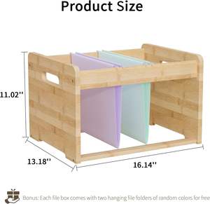 Pack organisateur de fichiers suspendus en bambou bureau bureau organisateur de fichiers assemblage facile lettre taille <span class=keywords><strong>bois</strong></span> stockage boîtes de rangement bacs - Product Image 2