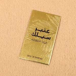 Benutzer definierte selbst klebende Metall logo matt gold geprägte Aufkleber Parfüm flaschen etiketten metallische Hänge etiketten Design etikett