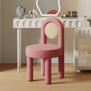 <span class=keywords><strong>Chaise</strong></span> de salle à manger et tabouret de coiffeuse portables en velours moderne, style <span class=keywords><strong>Macaron</strong></span> Luxe Léger Crème, pour chambre de filles, villa, vestiaire et maquillage - Product Image 1