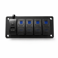 Panneau de commutation à 4 interrupteurs avec chargeur rapide USB-C PD45W QC18W 12V 20A 24V 10A, panneau en aluminium DAMAVO pour voiture, bateau, camping-car