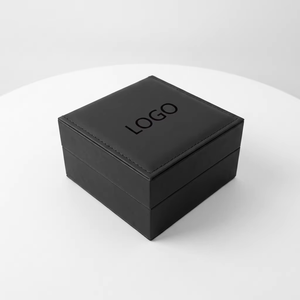 Durable Premium <b>Black</b> PU Leather Single Watch Storage <b>Box</b> with Plush Velvet Cushion Insert, Custom Logo Embossing Option - Product Image 6