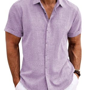 เสื้อเชิ้ตฤดูร้อนผ้าฝ้าย 100% ไม่ยับ ระบายอากาศได้ดี ซับเหงื่อ เหมาะสำหรับออกกำลังกาย ชายหาด ชุดของขวัญบริษัท ติดกระดุม ลายพิมพ์ทรอปิคอล รับสั่งทำ - Product Image 5