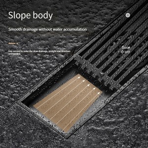 Drain de sol linéaire en acier inoxydable, design rectangulaire moderne, surface polie anti-corrosion pour salle de bain - Product Image 2