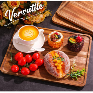 Bandeja rectangular de madera color marrón oscuro hecha a mano para uso en el hogar, para café, té y postres. - Product Image 3