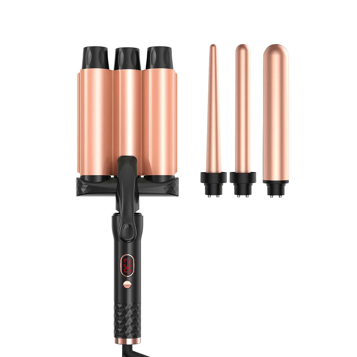 4 in 1 Hair Crimper Waver Straightener Curling iron with 4 Interchangeable Ceramic Flat Crimping Iron Plate Volumizing Hair Iron