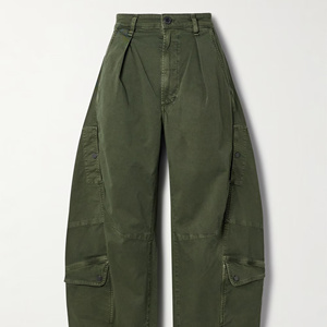 Pantaloni <span class=keywords><strong>Cargo</strong></span> da <span class=keywords><strong>Donna</strong></span> Vintage Verdi a Vita Alta, Gamba Larga, Multitasche, Stile Utility - Product Image 5