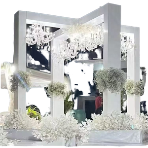 White PVC Rectangle Wedding Arch Backdrop Occasions 7-8ft Height Over 6ft Wide Durable Lighting Style New Design - Product Image 1