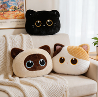 Coussin décoratif en forme de chat mignon, coussin de tête de lit pour canapé, peluche chat noir petit et long