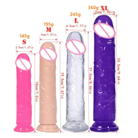 Venta al por mayor de silicona enorme realista sexo masculino pene consolador gran cristal gelatina consolador para mujeres pareja Natural