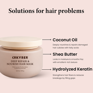 Masque capillaire réparateur en profondeur, biologique, végétalien, avec beurre de karité, crème nourrissante, traitement hydratant pour cheveux secs et abîmés, brillance saine - Product Image 2