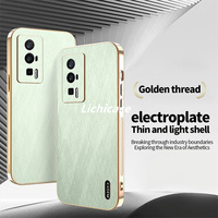 Lichicase Electroplated Frame Bare Feel Golden Thread Pattern Case pour Redmi K60 K60 Pro Poco F5 Pro Phone Cover