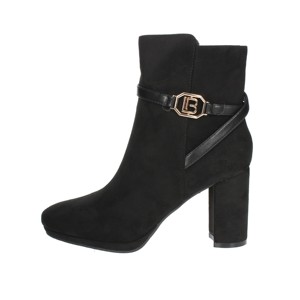 Stivaletti neri da donna con tacco alto 7875 Slip-On a punta in stile Chelsea inverno autunno modello leopardato scarpe che aumentano di altezza - Product Image 1