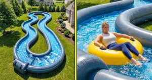 Piscine aquatique ondulée gonflable, rivière paresseuse, canal d'amusement pour fête au bord de la piscine dans la cour - Product Image 4