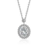 Collier pendentif en platine Pt950 avec diamant de laboratoire, bijou de luxe ovale réglable, pendentifs diamant, charme délicat