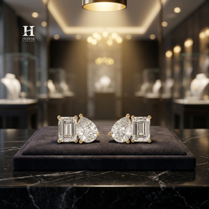 Pendientes de Diamantes Cultivados en Laboratorio con Certificación IGI, Modelo Toi et Moi, Oro Amarillo de 14K y 18K, Corte Pera y Esmeralda, Pendientes Duales de Diamantes - Product Image 4