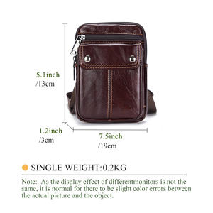 Conception personnalisée LOGO sac à bandoulière de voyage pour hommes sac à bandoulière en cuir véritable multifonction sac de taille sac à bandoulière en cuir véritable - Product Image 2