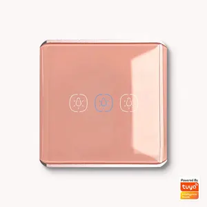 Tuya interruptor inteligente, interruptor rosa do quarto da menina padrão eu uk zigbee 3.0 interruptor de luz de toque de vidro suporte personalizado ícone