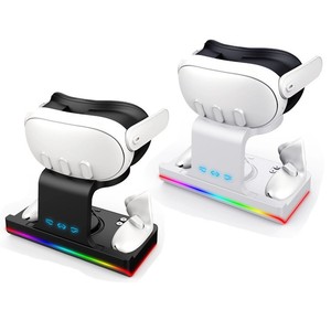 แท่นชาร์จคอนโทรลเลอร์ Oculus Quest 3 พร้อมไฟ LED สีสันสดใส สำหรับชุดหูฟัง Meta Quest 3 - Product Image 1