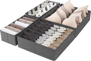 Set of 4 Square Fabric Dresser <b>Drawer</b> <b>Storage</b> Organizers Foldable <b>Storage</b> <b>Boxes</b> for Clothing and Wardrobe with 10-20L Capacity - Product Image 2