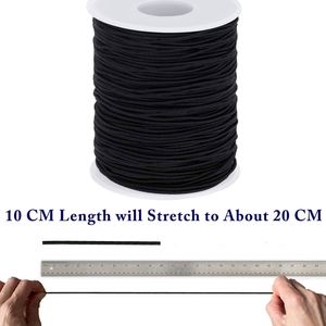 Cordón Elástico Negro de 3 mm x 5 m, Cuerda Elástica Resistente con Funda de Poliéster para Hacer Joyas, Manualidades, Costura y Bricolaje - Product Image 2