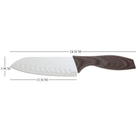 Couteau Santoku de 4 pouces avec revêtement antiadhésif Lame en acier inoxydable Manche en plastique revêtu d'un motif en bois