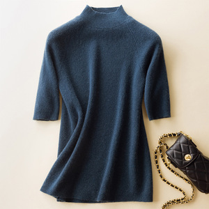 Maglione in Cashmere a mezza manica a mezza manica da <span class=keywords><strong>donna</strong></span> di alta qualità con collo alto di alta qualità - Product Image 2