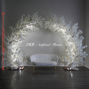 Arco de Flores de Cerezo Artificial Blanco, Arco Circular de 3 Metros de Altura, Arreglo Floral Luminoso para Fondo de Boda - Product Image 2