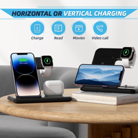 Station de charge sans fil magnétique 3-en-1 rapide 15W pour iPhone 17 16 15 14, iWatch et AirPods
