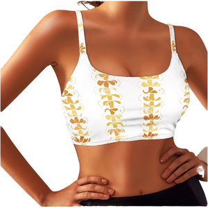 Wholesale Custom Women's High Support Comfortable Elastic Sports <b>Bras</b> Hawaii Puakenikeni Flower Pattern Print Four-Way <b>Stretch</b> - Product Image 4