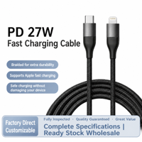 Kabel Pengisian Cepat PD 27W Tipe C ke 8 Pin, Kabel Pengisi Daya Cepat Ponsel, Kabel Daya Flash, Kabel Sinkronisasi Data