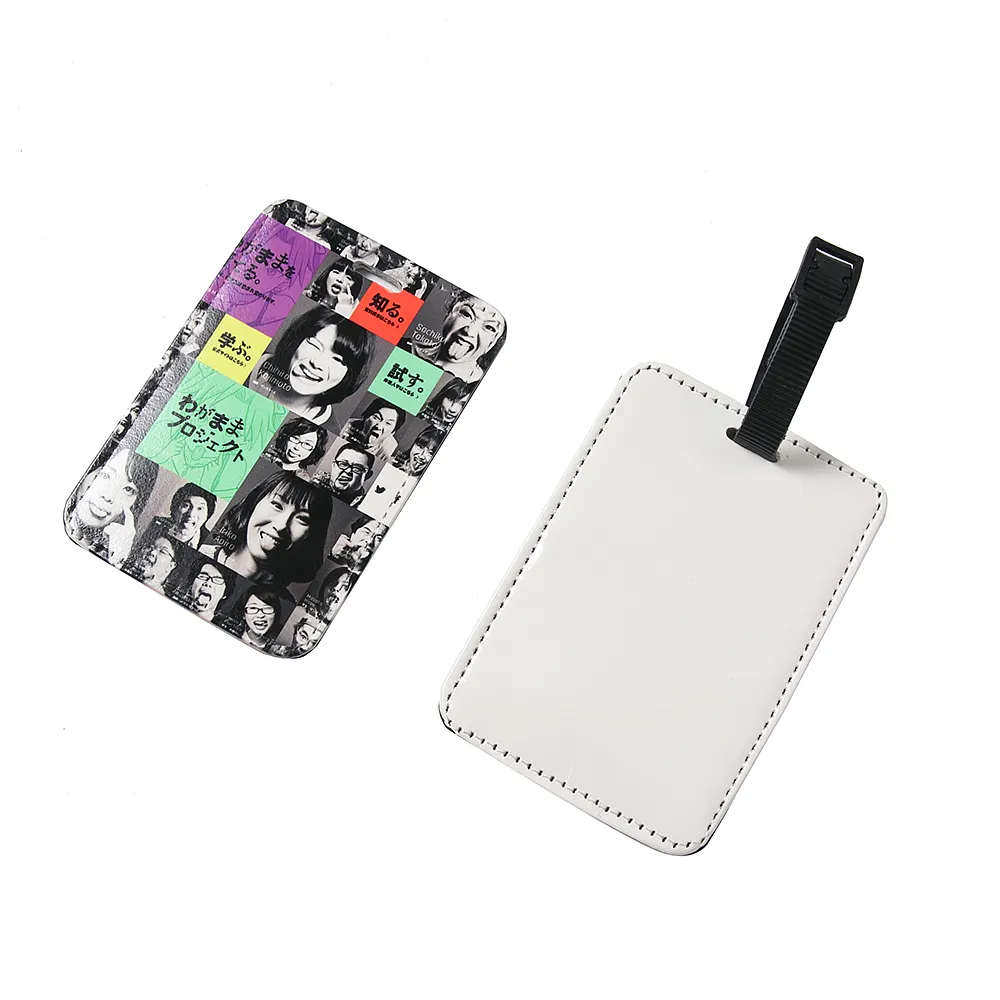 High Quality Travel Customized Logo Personalized Blank Sublimation Fabric Luggage tag With Buckle PU Leather