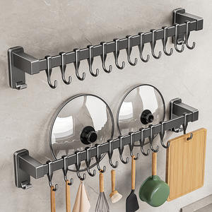 Estante de Almacenamiento de Cocina Montado en Pared Sin Perforaciones, Recubrimiento en Polvo Color Gris Ceniza, Soporte Rectangular para Cucharas, Espátulas y Cuchillos - Product Image 5