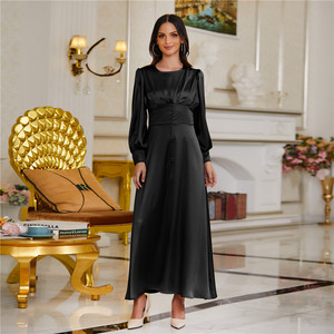 Abaya de Lujo de Dubái, Satén, Cintura Alta, Ropa Islámica, Manga Larga, Vestido Musulmán para Mujer, Elegante Caftán - Product Image 4