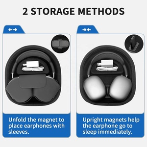 Étui intelligent EVA pour <span class=keywords><strong>Apple</strong></span> <span class=keywords><strong>AirPods</strong></span> <span class=keywords><strong>Max</strong></span> Housse de transport portable pour voyage Fermeture à glissière Supporte le mode veille Organisateur rigide Sac de rangement - Product Image 3