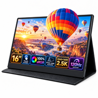 Écran portable tactile 16 pouces pour ordinateur portable, personnalisé OEM, 2560x1600, IPS, étui folio, double USB C, mini HDMI, travail de bureau
