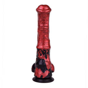 Fantezi Yapay Penis Yeni Renk Kırmızı Alevler Michelle Tıbbi Sınıf Silikon Yumuşak Vakumlu Yapay Penis/Anal Tıkaç At Şeklinde Yetişkinler İçin - Product Image 3