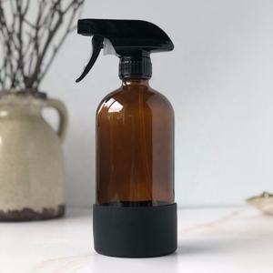 Botella Boston Ecológica Recargable de 16 oz, Transparente, Color Ámbar <span class=keywords><strong>Azul</strong></span> Cobalto, con Funda de Silicona y Tapa/Pulverizador para Limpieza - Product Image 4