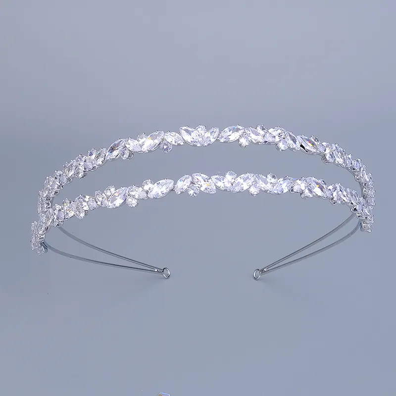 Corone diamantate a doppio strato per regine Diadem strass diadema Mariage scintillante Coronas cristallo Bling accessori per capelli donna