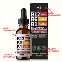 Complément alimentaire liquide de vitamine B organique, vitamine B1 B6 B12 halal, fournissant de l'énergie, gouttes de complexe de vitamine B liquide