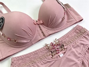 2,45 Dollari Y6002 #   Set Reggiseno Plus Size 42D-52D con Chiusura Posteriore a 3 Ganci, Ferretto e Push-up, con Slip e Stampe di Strass - Product Image 4